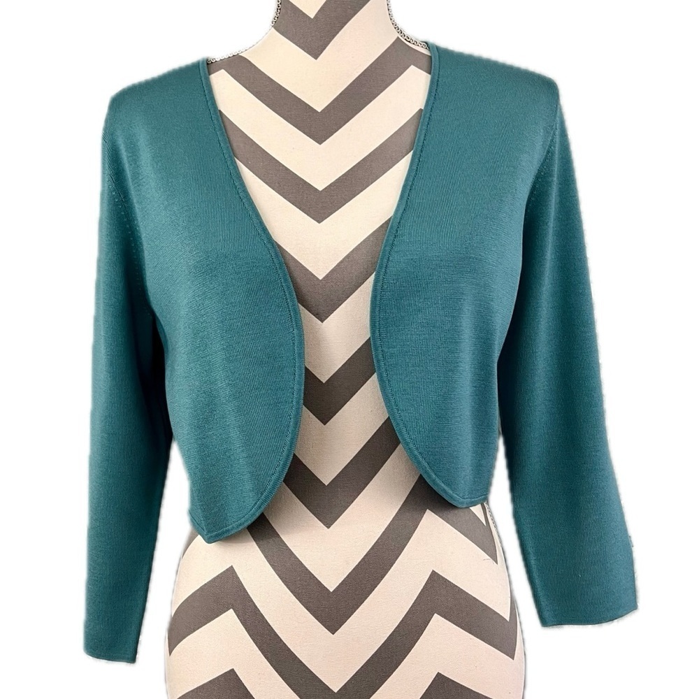 NWT - Ann Taylor Silk Blend Teal Open Cardigan - Size L